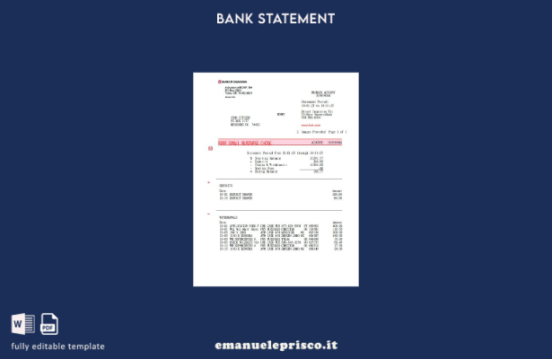 modello di parole dell'estratto conto della USA Bank of Oklahoma in stile verifi